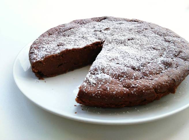 chocolate sweet potato chickpea flour cake